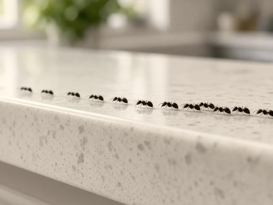 Ant trail on a kitchen counter, Central New Jersey