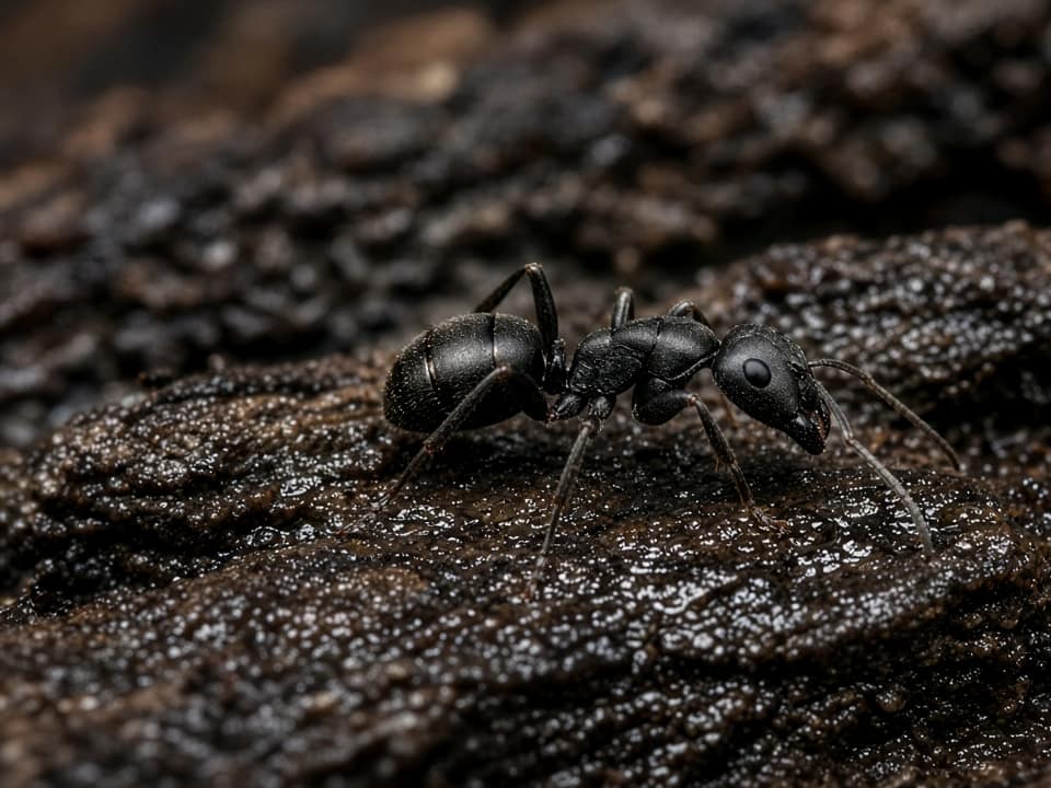 Carpenter ant on damp wood, Central New Jersey
