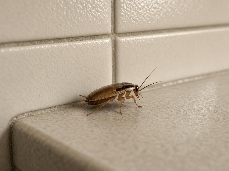 German cockroach on a kitchen counter edge, Central New Jersey