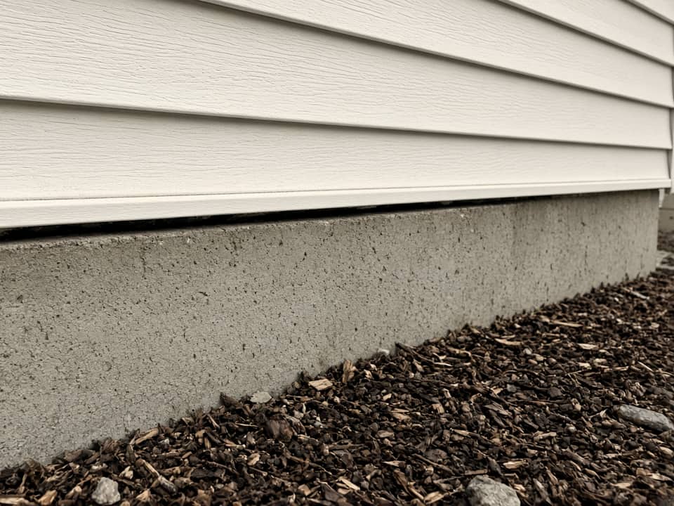 Gap at a foundation where siding meets masonry, Central New Jersey