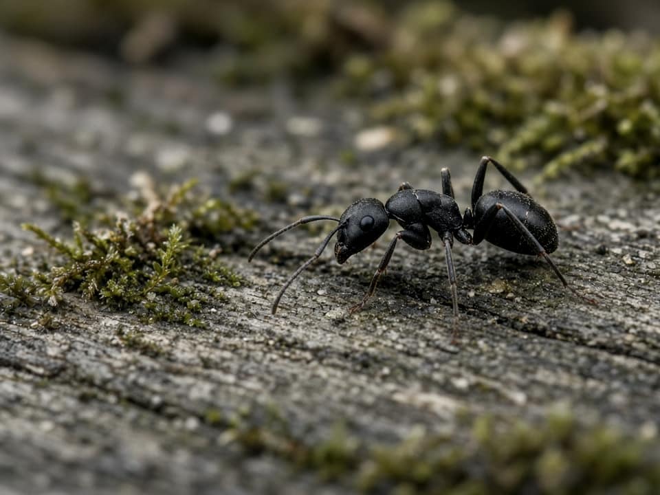 Carpenter ant on damp wood, Central New Jersey
