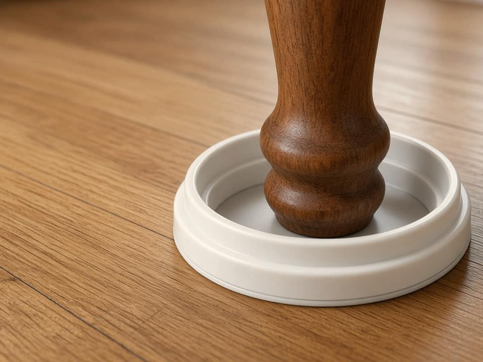 Interceptor cup under a bed leg, Central New Jersey