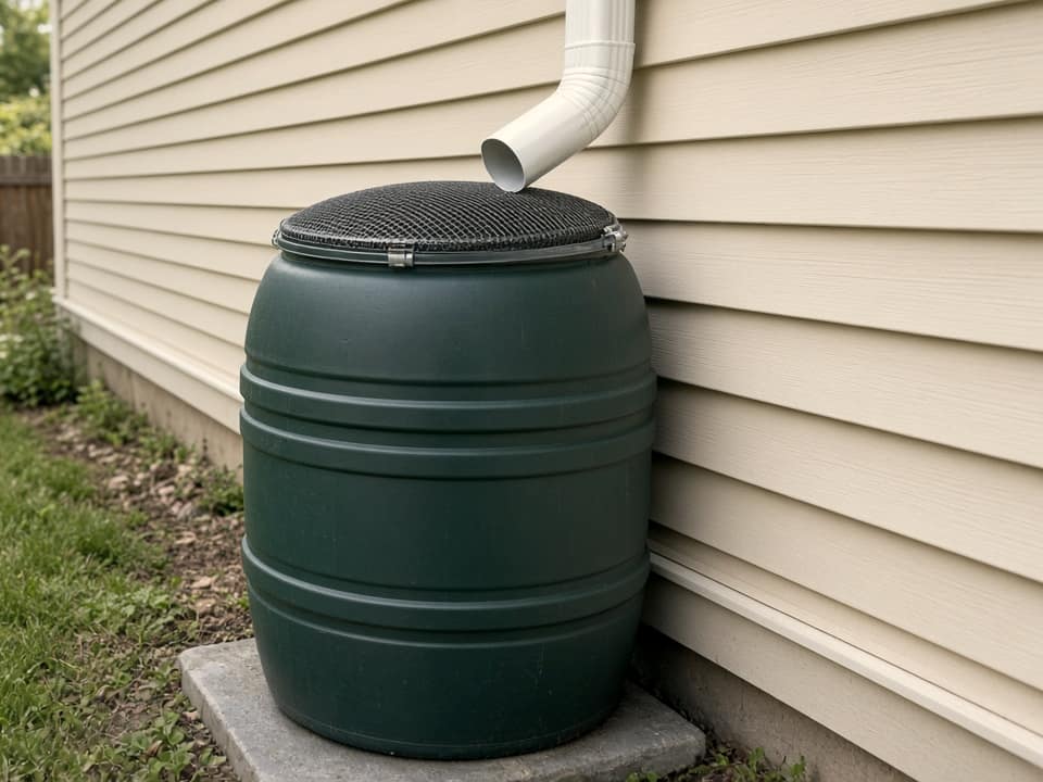 Screened rain barrel, Central New Jersey