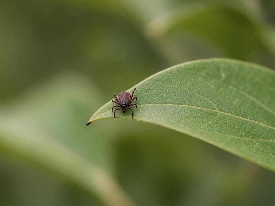 Blacklegged tick on a leaf, Central New Jersey