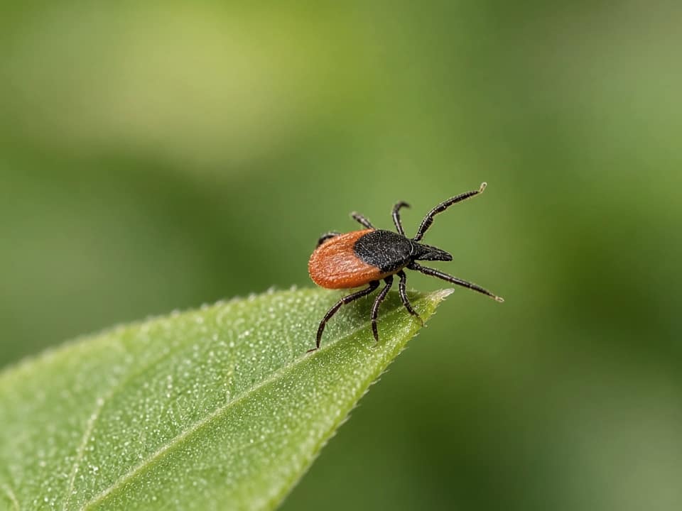Blacklegged tick on a leaf, Central New Jersey