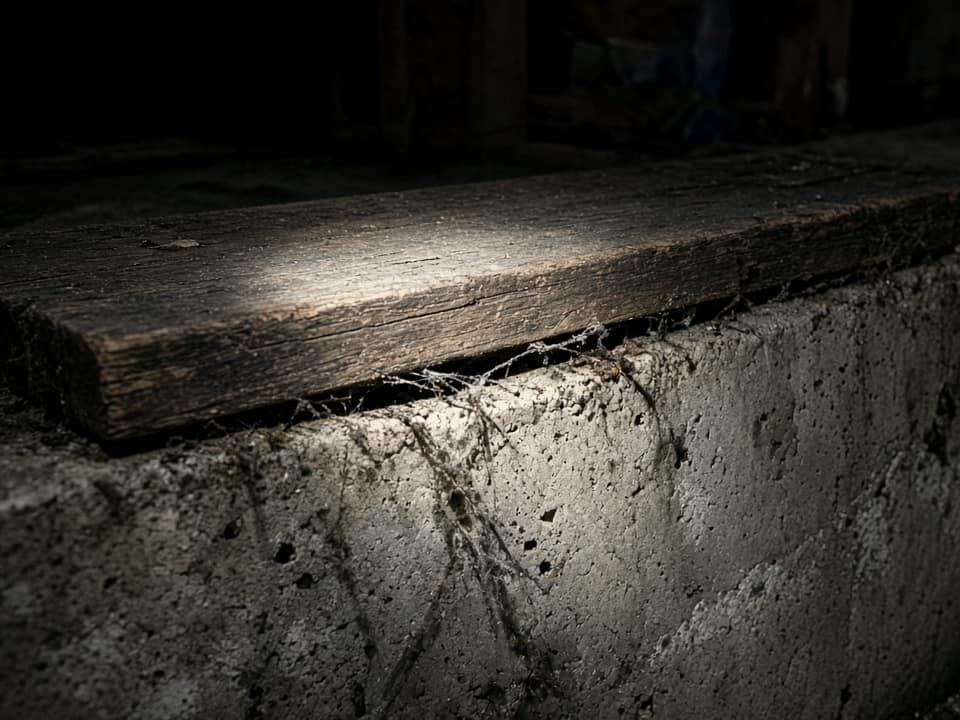 Gap at an older basement sill, Central New Jersey